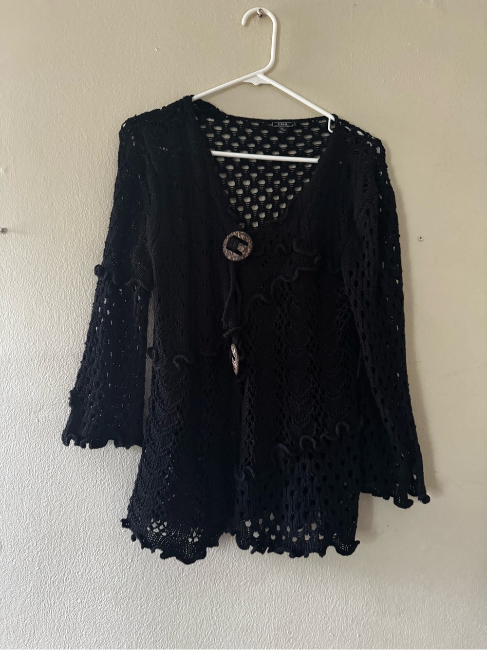 Lisa international Black and White Crochet Top